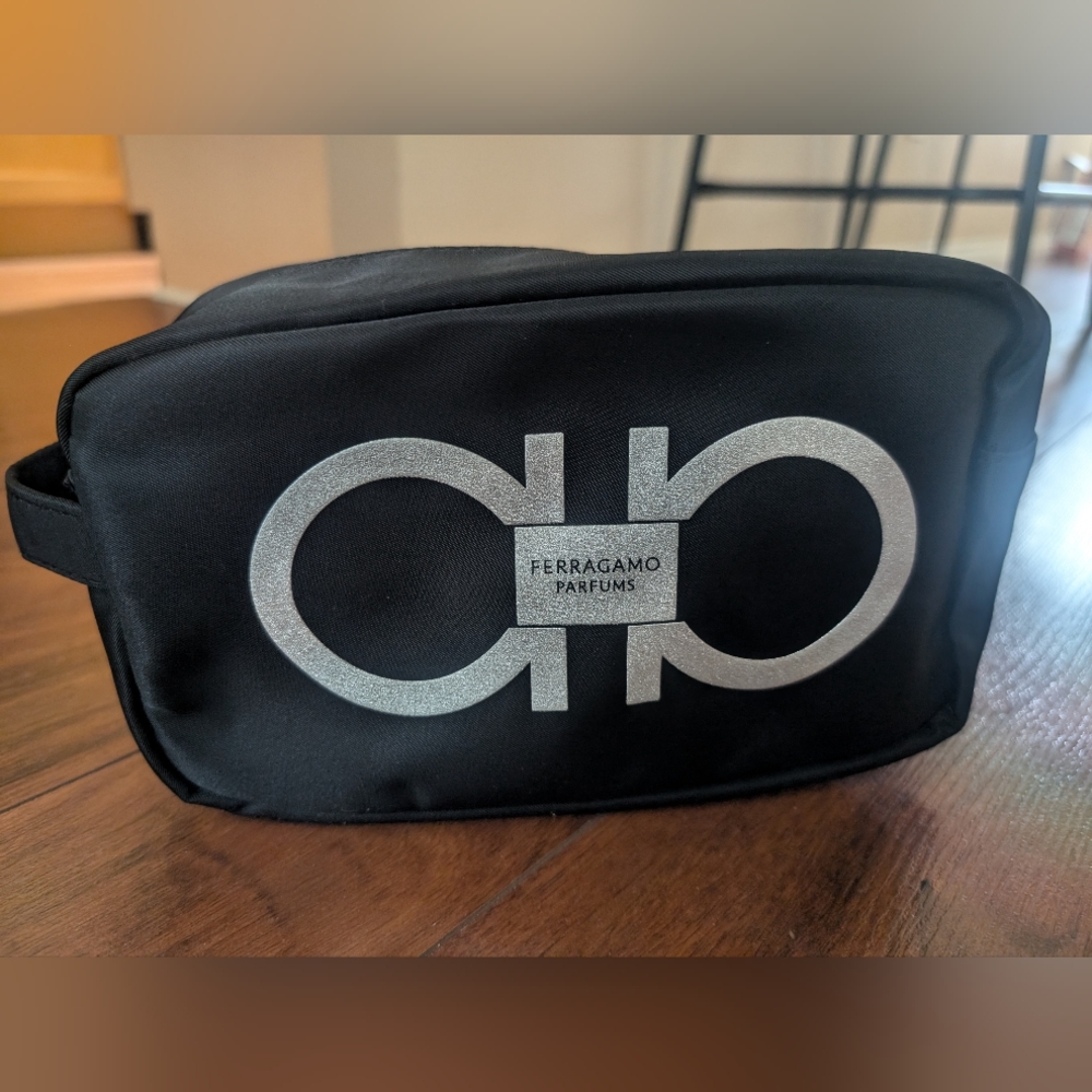 Brand New Salvatore Ferragamo Black Toiletry Bag